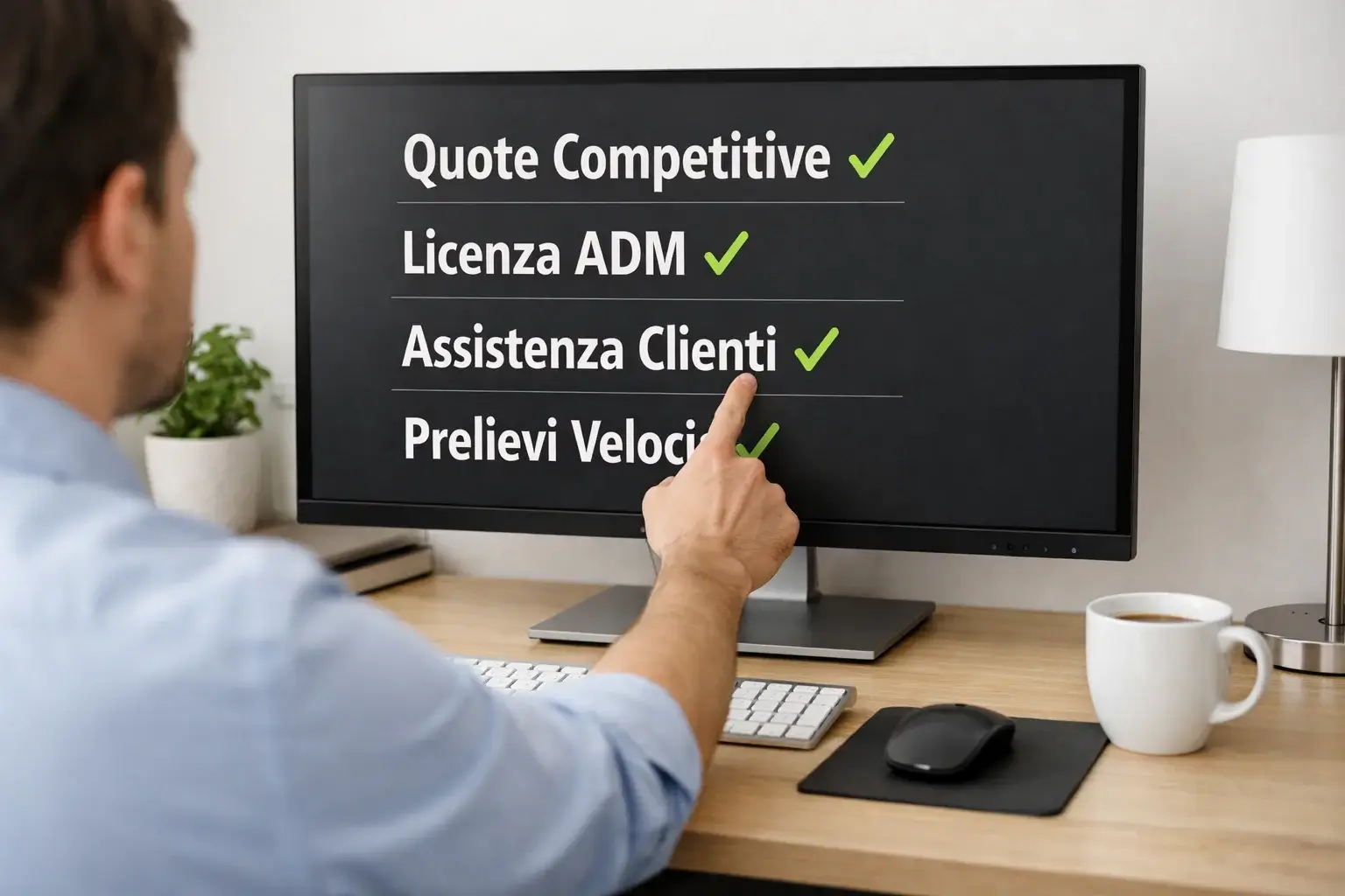 Persona che confronta opzioni su uno schermo