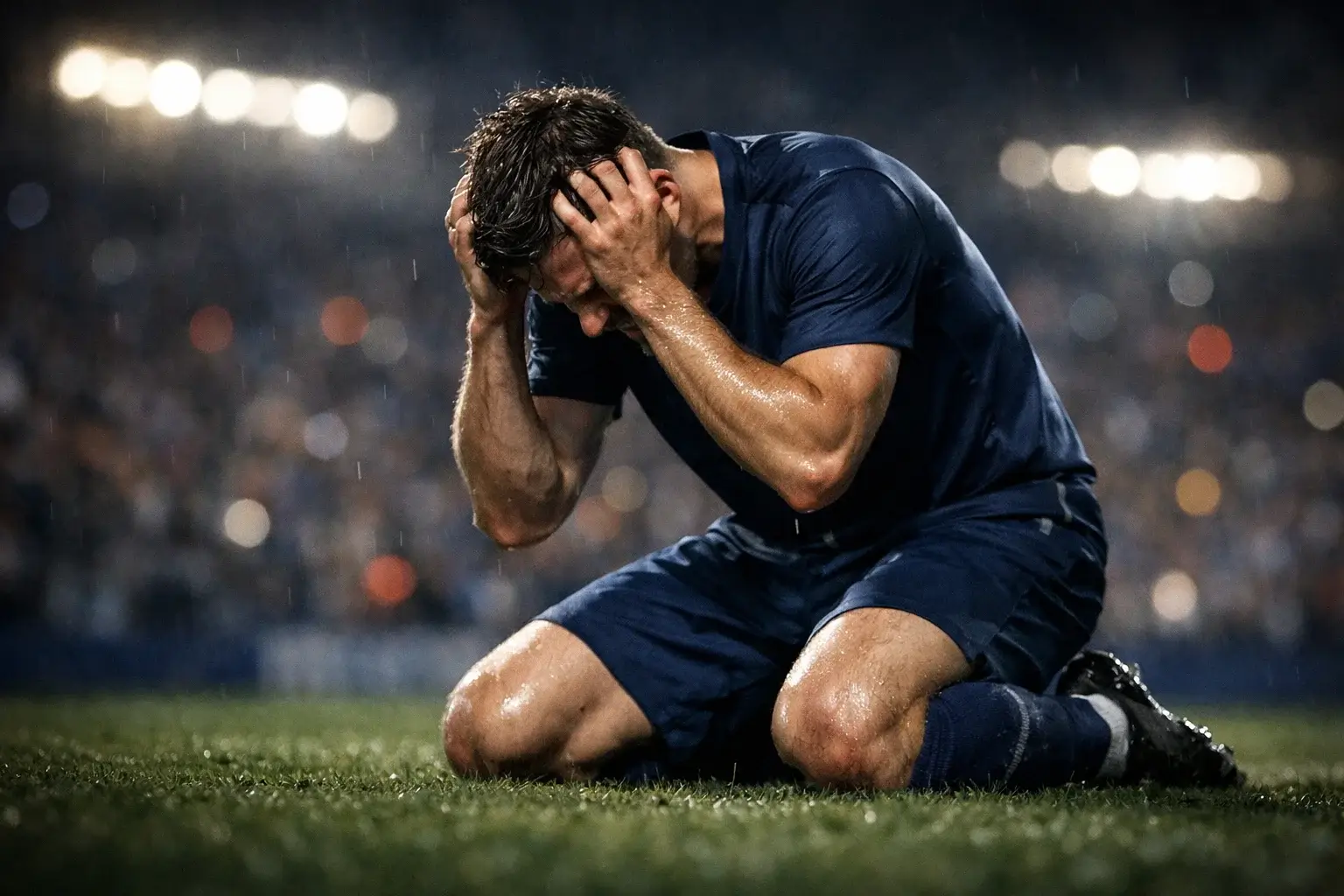 Giocatore di calcio deluso dopo un errore in campo