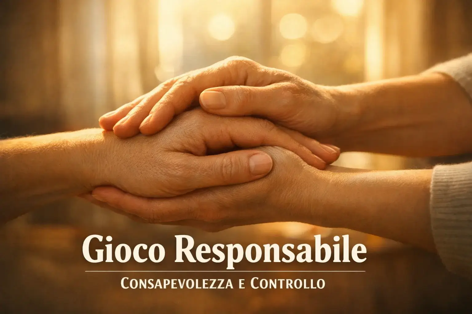 Mani che si stringono in segno di supporto con luce calda sullo sfondo