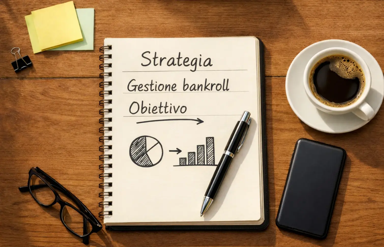 Persona che pianifica strategie con appunti e documenti